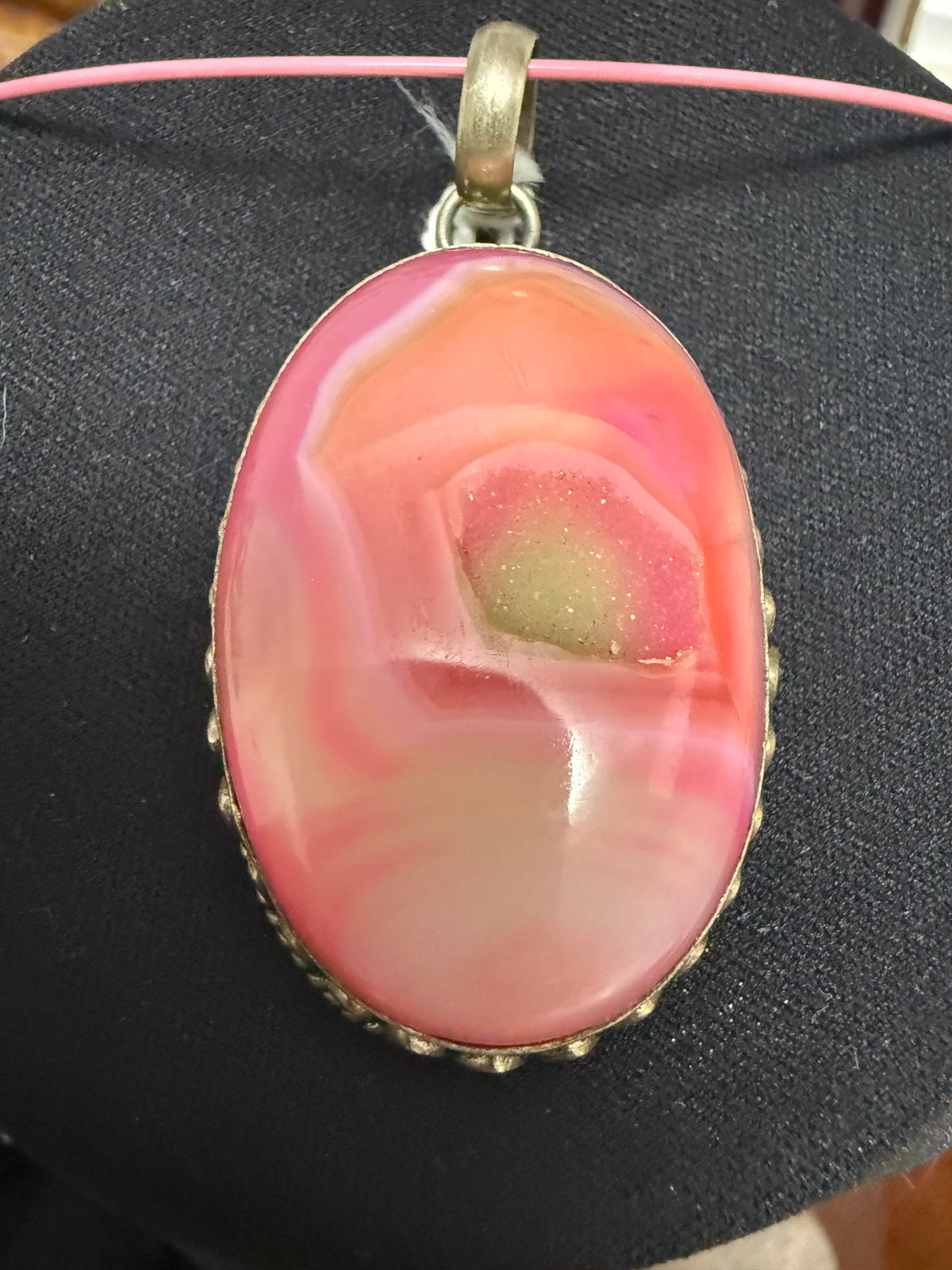 Hot Pink Druzy Pendant