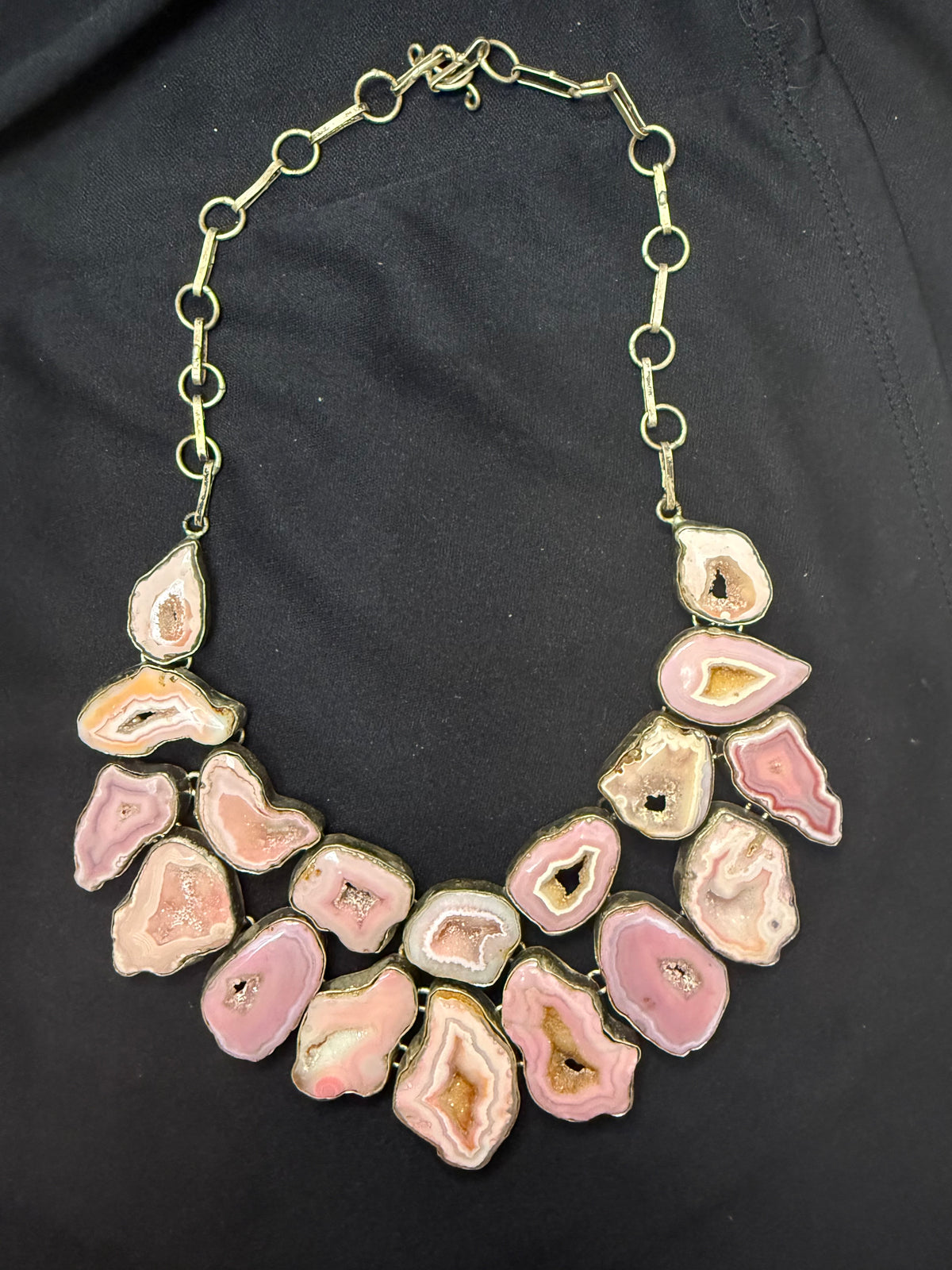 Pink Agate Druzy statement necklace
