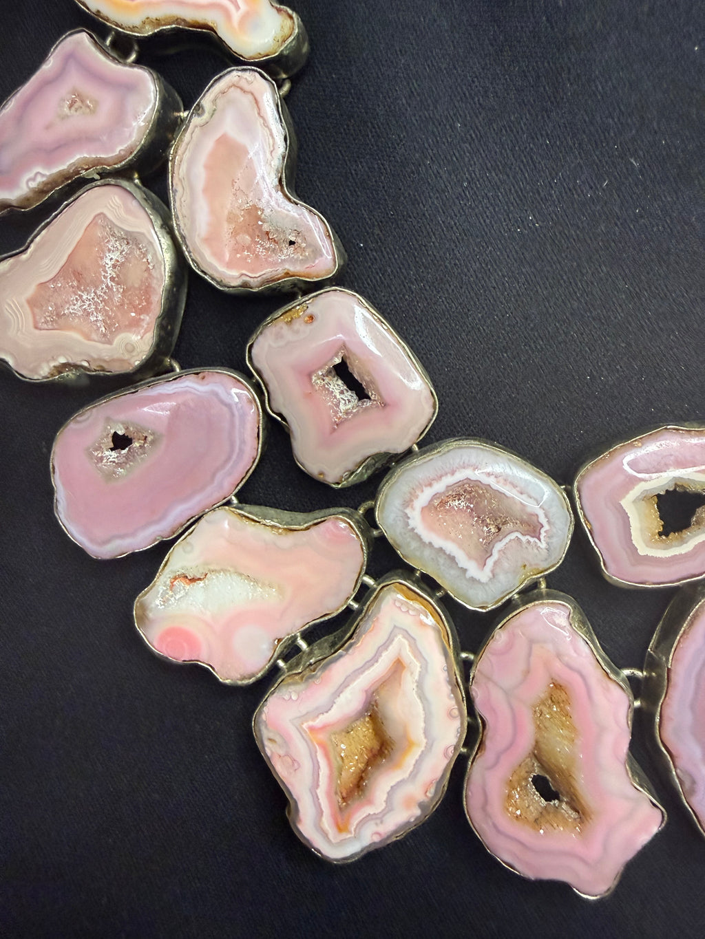 Pink Agate Druzy statement necklace