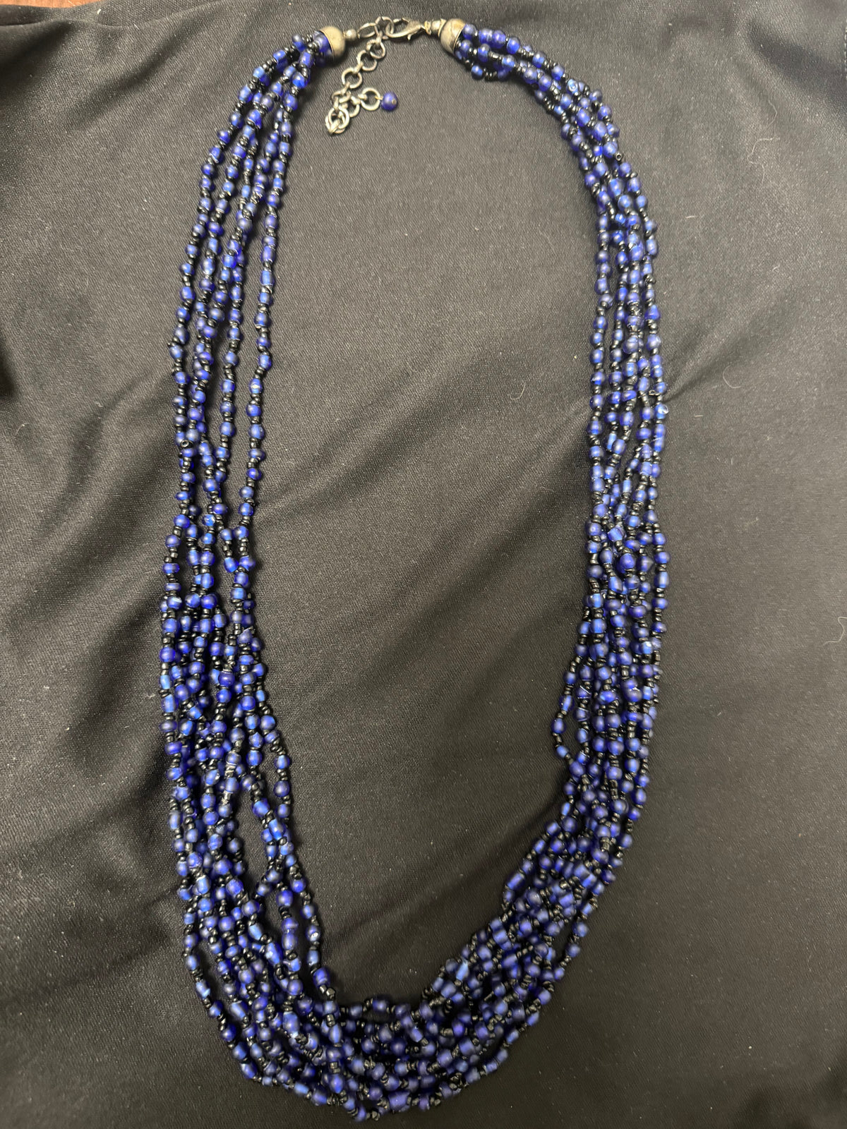Vintage Cobalt Blue Ethnic Multi Strand Necklace