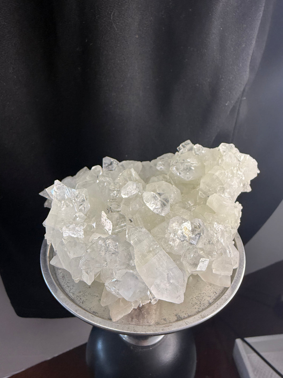 Clear apophyllite crystal cluster